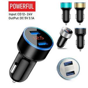 3.1A USB Dual Ports Car Lighter Charger 12V/24V Digital LED Voltmeter