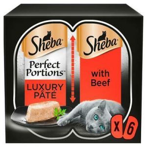 take it easy pets 48 x 37.5g Sheba Perfect Portions Luxury Adult Wet Cat Food Trays Beef in Loaf