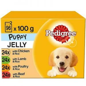 take it easy pets 96 x 100g Pedigree Puppy Junior Wet Dog Food Pouches Mixed Selection in Jelly