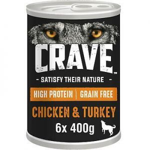 take it easy pets 12 x 400g Crave Natural Grain Free Adult Dog Food Tin Chicken & Turkey in Loaf