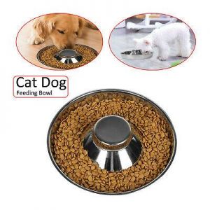 take it easy pets Feeder Bowl Stainless Dish Puppy Dog Cat Litter Food Feeding Weaning UK