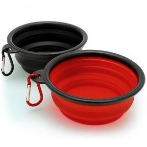 take it easy pets 2X Foldable Travel Silicone Dog Bowl Food Water Feeding Portable Dish for Pet