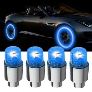 take it easy cars 4Pcs Car Blue Wheel Tire Air Valve Stem LED Light Caps Cover Accessories 3.8cm