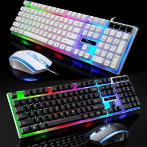 take it easy Gaming Gaming Keyboard Mouse Set Pad Rainbow LED Wired USB For PC Laptop PS4 Xbox One